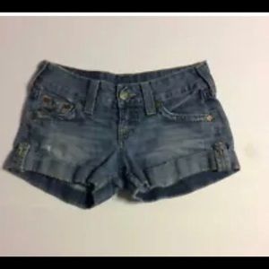 TRUE RELIGION JESS WOMENS LIGHT WASH JEAN SHORTS 25
(7-51)